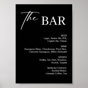 Classy Black Wedding Bar Sign Poster