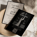Classy Black White Old Money Photo QR Code Wedding Einladung<br><div class="desc">This wedding invitation is perfect for your wedding if you are looking for an elegant unique and easy editable invitation .An elegant unique luxurious black and cream image QR code wedding template invitation. as you see it features creamy old money white background. And classy Parisian font in black old money...</div>