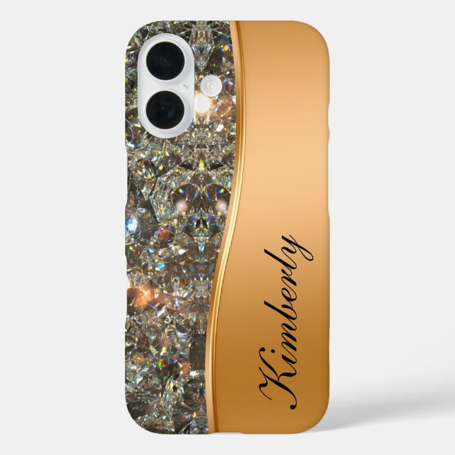 Classy Bling Monogram iPhone 16 Hüllen (Rückseite)