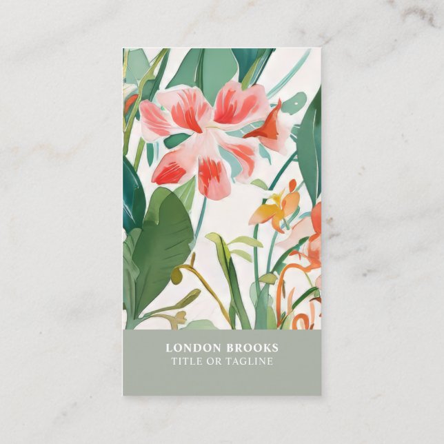 Classy Blooming Floral | Soziale Medien Visitenkarte (Rückseite)