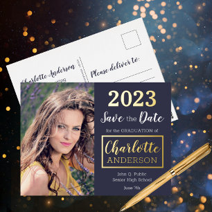 Classy Blue 2023 Faire-part de graduation photo