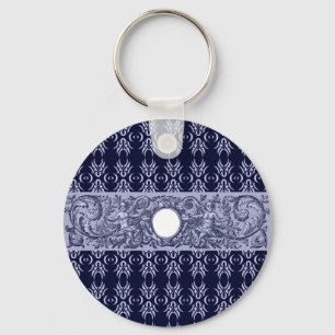 Classy Blue Baroque Muster von Leah G - Hubs Schlüsselanhänger
