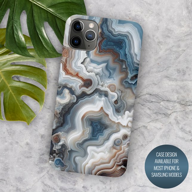 Classy Blue Brown Grau White Quarz Agate Pattern Case-Mate iPhone Hülle (Von Creator hochgeladen)