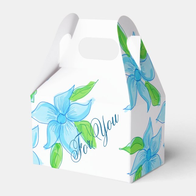 Classy Blue Flower Guest Bevorzugung Geschenkschachtel (Rückseite)
