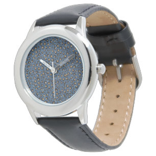 Classy Blue Glitzer Black Gold Leopard Print Armbanduhr