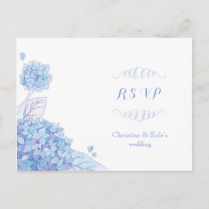 Classy Blue Hydrangeas Wedding RSVP Einladungspostkarte