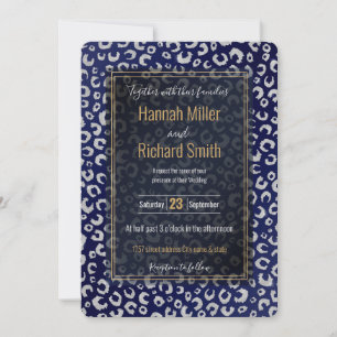 Classy Blue Silver Glitzer Leopard Animal Print