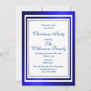 Classy Blue & White Christmas Party Einladung
