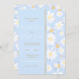 Classy Blue White Daisy Blume Einladung