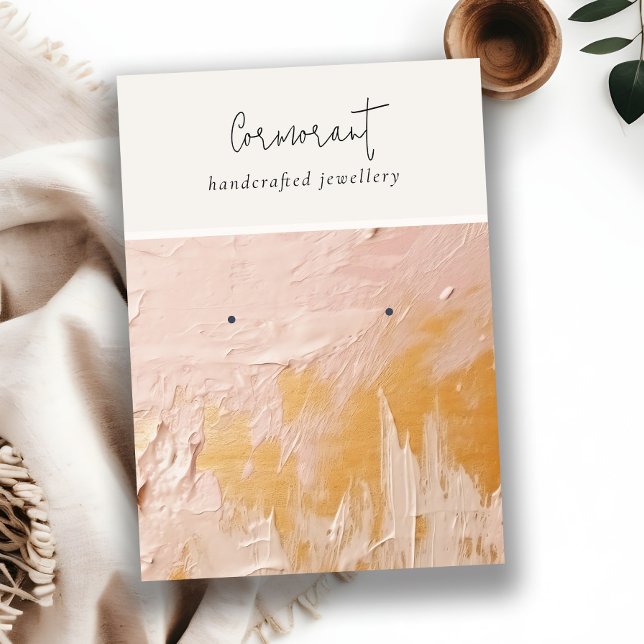 Classy Blush Gold Ölpaint Texture Ohrring Holder Visitenkarte (Von Creator hochgeladen)