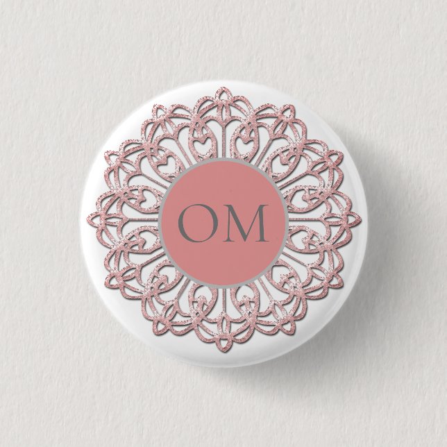 Classy Blush Pink Mandala OM Button (Vorderseite)