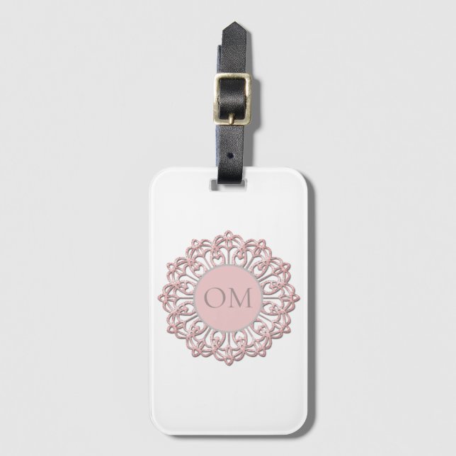 Classy Blush Pink Mandala OM Gepäckanhänger (Vorderseite Vertikal)