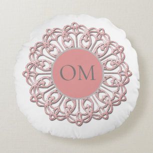 Classy Blush Pink Mandala OM Rundes Kissen