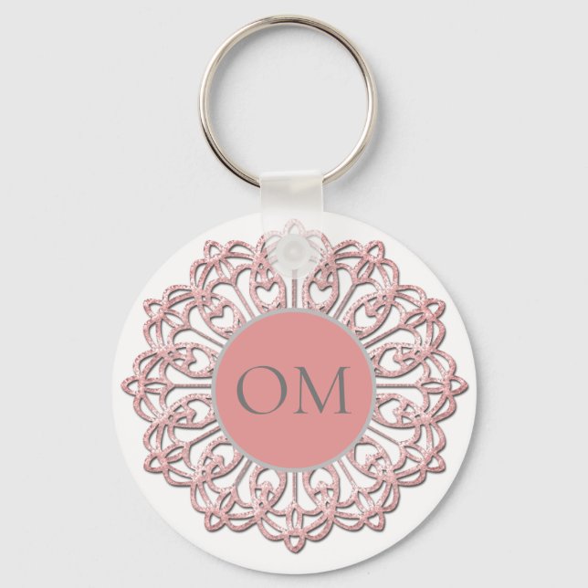 Classy Blush Pink Mandala OM Schlüsselanhänger (Vorderseite)