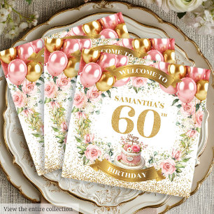 Classy Boho 60. Geburtstag Napkins Gold Blume Glüh Serviette