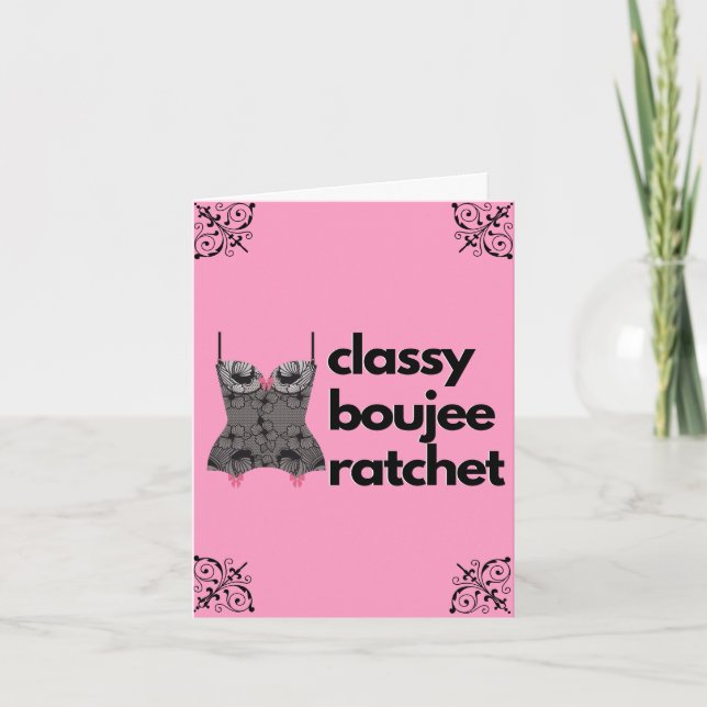 Classy Boujee Ratchet | Rosa und schwarze Fingerie (Vorderseite)
