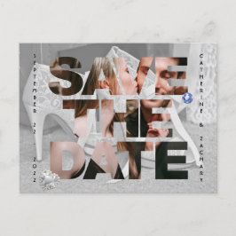 Classy Bridal Shoe Diamond Heart Sapphire Wedding Postkarte