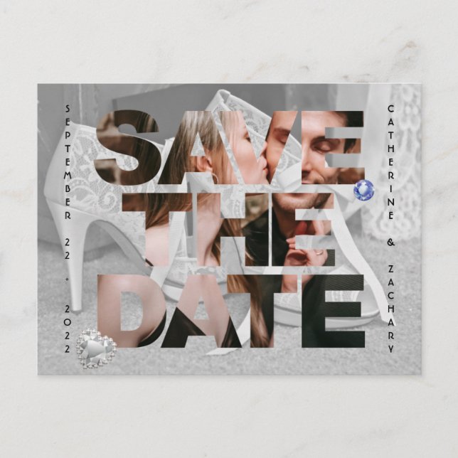 Classy Bridal Shoe Diamond Heart Sapphire Wedding Postkarte (Vorderseite)