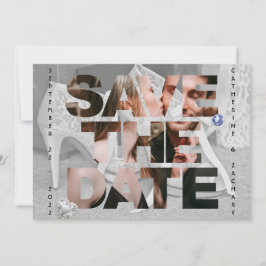 Classy Bridal Shoe Diamond Heart Sapphire Wedding Save The Date