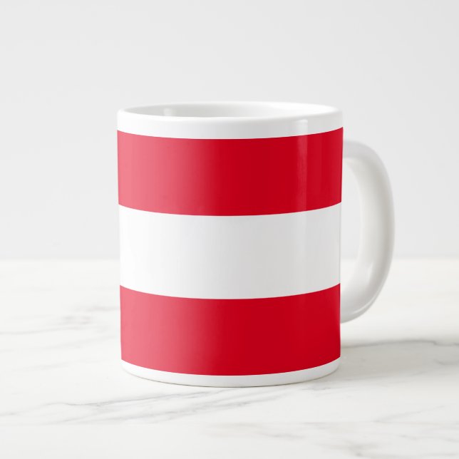 Classy Bright White Wide Nautical Stripes Jumbo-Tasse (Vorderseite Rechts)