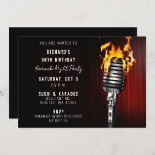 Classy Bühne Mikrofon Erwachsene Karaoke Party Einladung