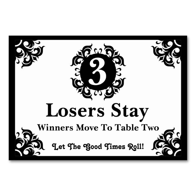 Classy Bunco Table Card #3 Tischnummer (Rückseite)