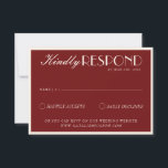 Classy Burgundy Cream Fancy Old Money Wedding RSVP Karte<br><div class="desc">A classy and elegant calligraphy burgundy and cream retro old money wedding rsvp card. That has a vintage and modern red background with cream script and hand written whimsical stylish wording. Luxurious and chic with handwritten lettering. It is all editable by clicking on the personalize button.</div>