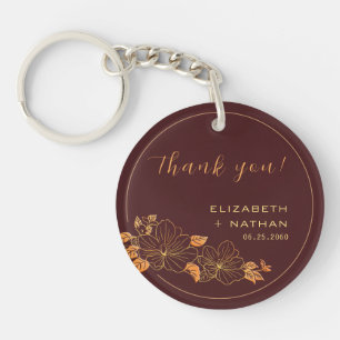 Classy Burgundy Gold Floral Mariage Merci