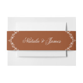 Classy Burnt Orange Floral Boho Terracotta Wedding Einladungsbanderole
