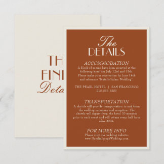 Classy Burnt Orange Old Money Boho Wedding Details Begleitkarte