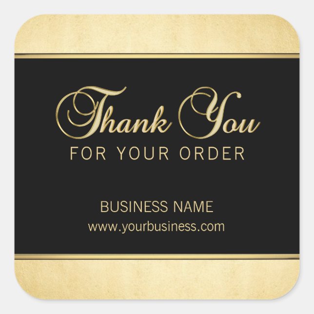 Classy Business Beruflich Vielen Dank Gold Black Quadratischer Aufkleber (Vorderseite)