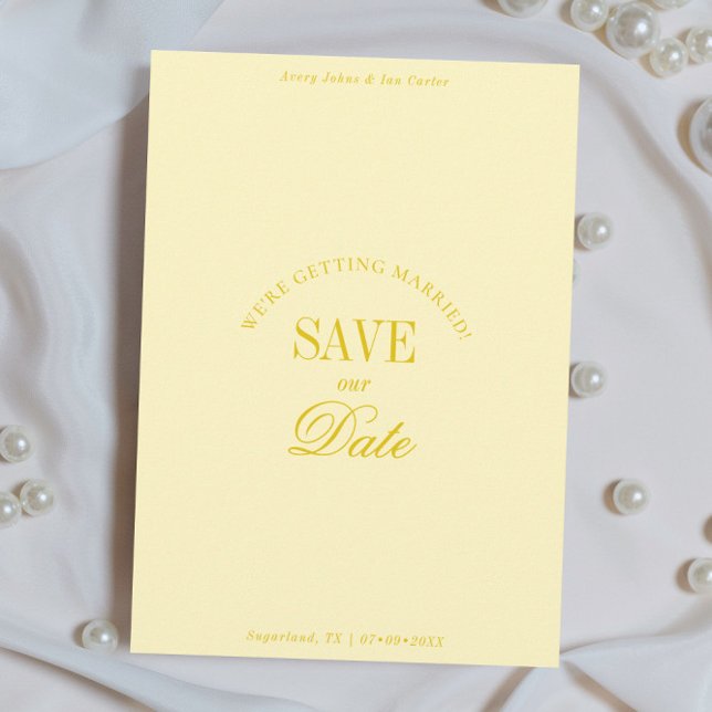 Classy Butter Yellow Elegant Save the Date Card (Von Creator hochgeladen)