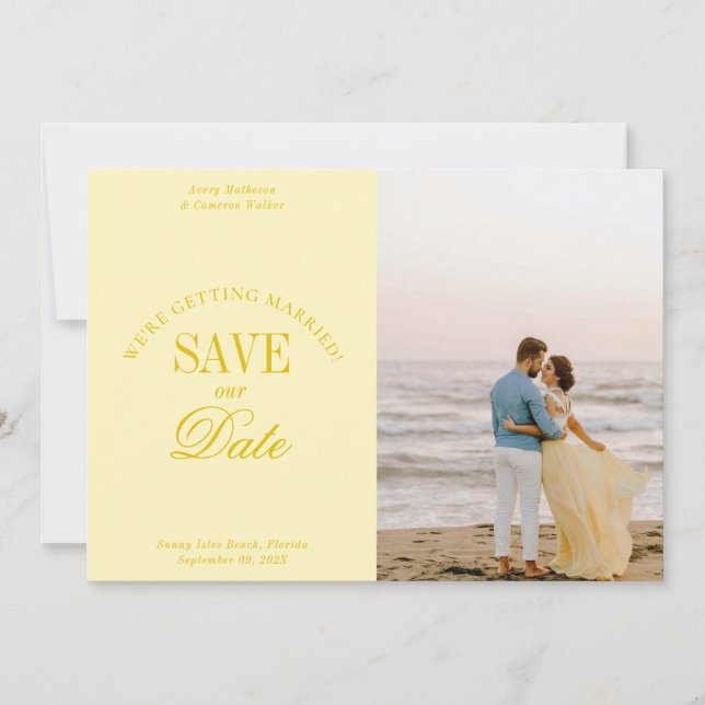 Classy Butter Yellow Elegant Save the Date Card (Devant)