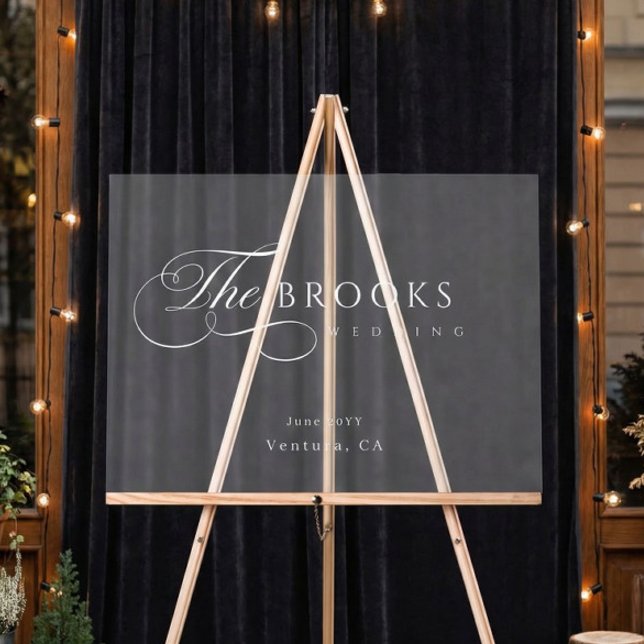 Classy Calligraphic Translucent Wedding Acrylschild (Von Creator hochgeladen)