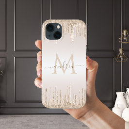 Classy Champagne Glitzer Tropfen Mit Monogramm Nam Case-Mate iPhone Hülle