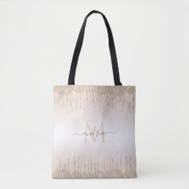 Classy Champagne Glitzer Tropfen Mit Monogramm Nam Tasche