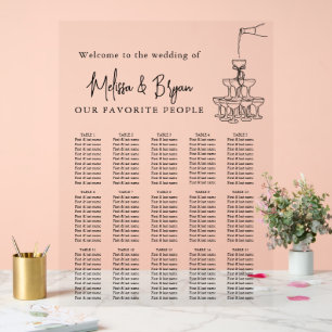Classy Champagne Tower Wedding Chart Acrylschild