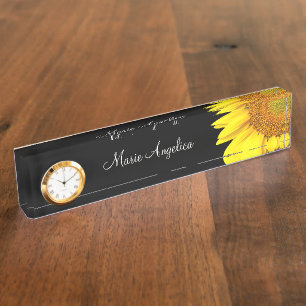 Classy Cheerful Sunflower Monogram Namensplakette