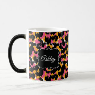 Classy Cheetah Print Pink Fun Monogram Custom Verwandlungstasse