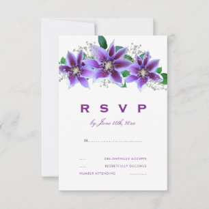 Classy Chic Clematis Wedding RSVP Karte
