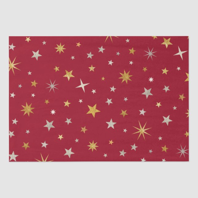 Classy Chic Elegant Gold Silver Red Christmas Star Seidenpapier (Vorderseite)