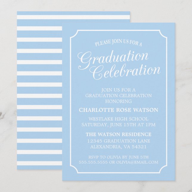 CLASSY CHIC ELEGANT GRADUTY INVITATION PARTI (Devant / Derrière)