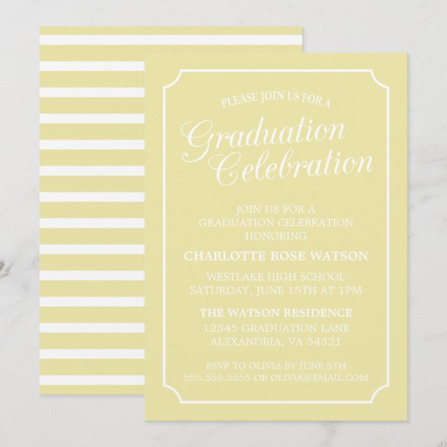 CLASSY CHIC ELEGANT GRADUTY INVITATION PARTI (Devant / Derrière)