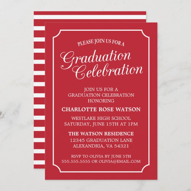CLASSY CHIC ELEGANT GRADUTY INVITATION PARTI (Devant / Derrière)