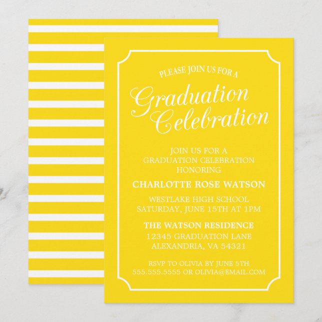CLASSY CHIC ELEGANT GRADUTY INVITATION PARTI (Devant / Derrière)
