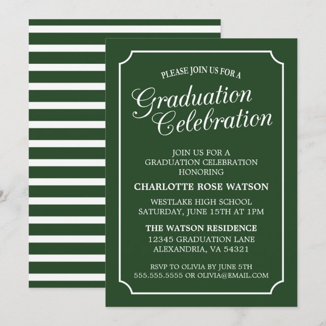 CLASSY CHIC ELEGANT GRADUTY INVITATION PARTI (Devant / Derrière)