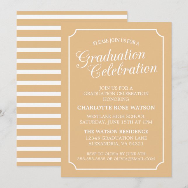 CLASSY CHIC ELEGANT GRADUTY INVITATION PARTI (Devant / Derrière)