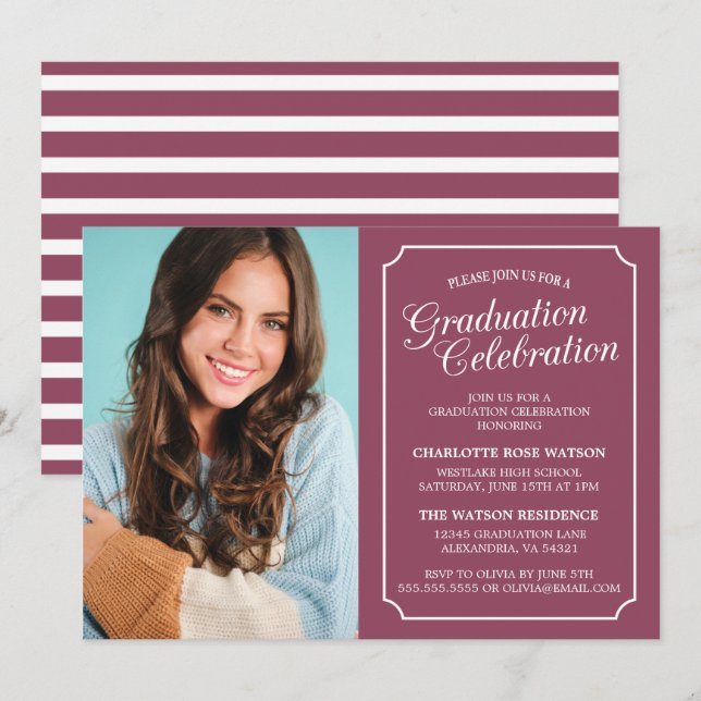 CLASSY CHIC ELEGANT GRADUTY INVITATION PARTI (Devant / Derrière)