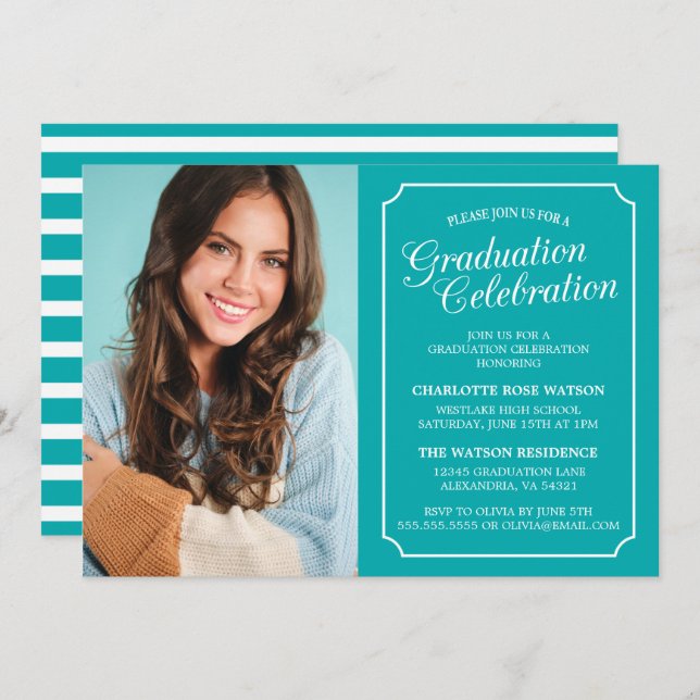 CLASSY CHIC ELEGANT GRADUTY INVITATION PARTI (Devant / Derrière)