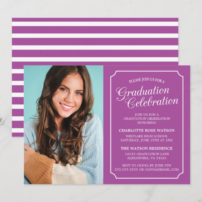 CLASSY CHIC ELEGANT GRADUTY INVITATION PARTI (Devant / Derrière)